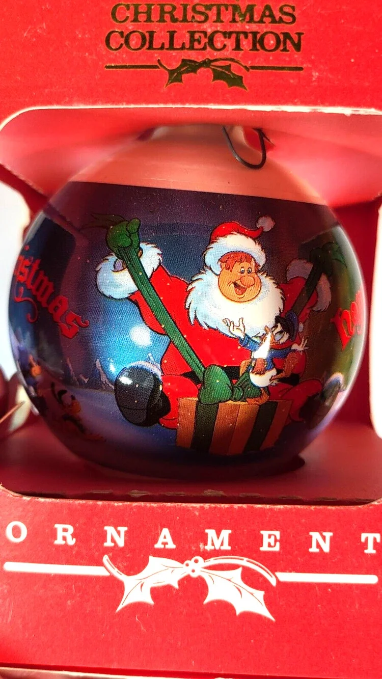 Vintage 1992 Disney's Collection Glass Ball Ornament, Merry Christmas Happy New